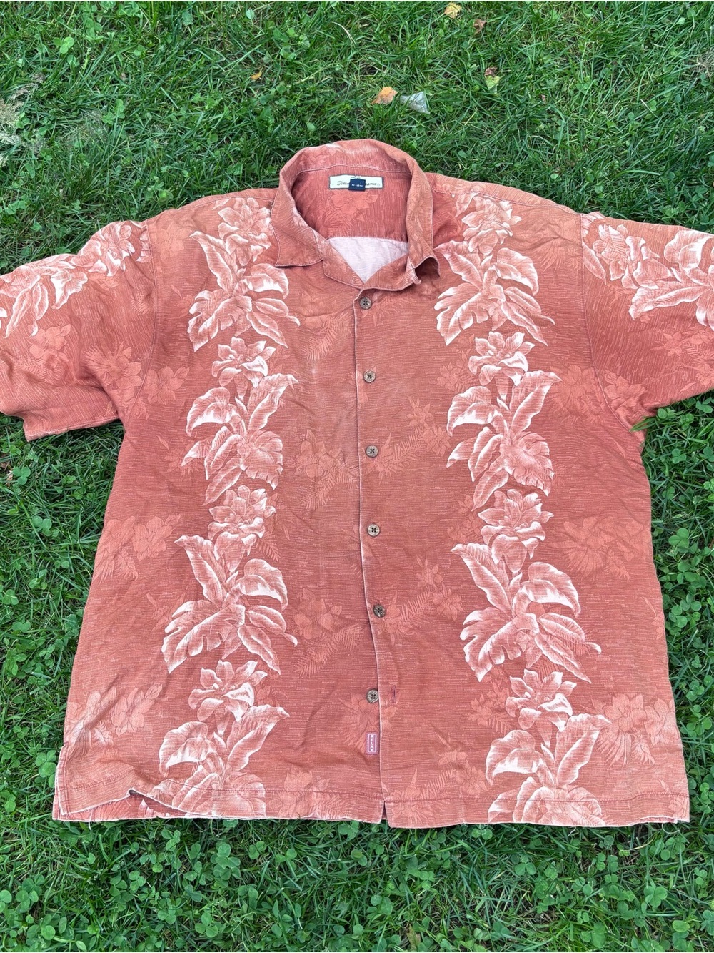 Tommy Bahama Rust Floral Short-Sleeve Button-Up Shirt